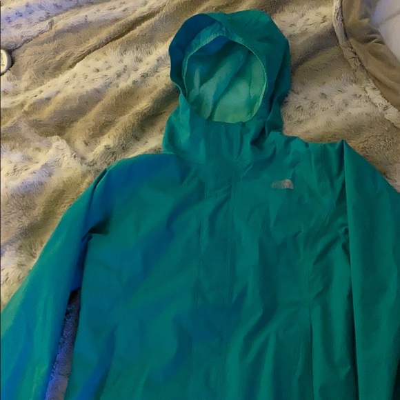 The North Face M/M Teal Green Rain Jacket 10/12 - Picture 1 of 3
